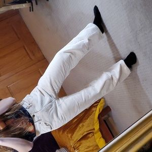 Double front white corduroys